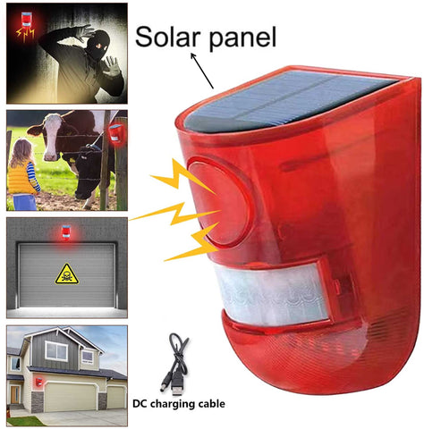 Solar Security Light Alarm IP65 Waterproof PIR LED Motion Sensor 129db