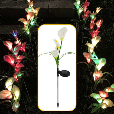 Solar Lights Calla Lily Light 7 Colors Change LED 4 Flower Head