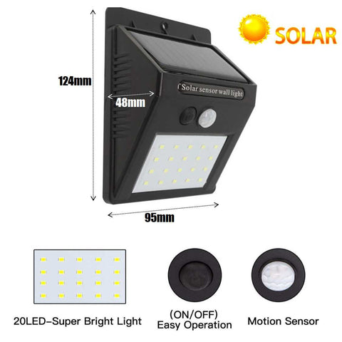 Solar Lights Outdoor 3 Working Mode Motion Sensor Lights Waterproof Wall lights