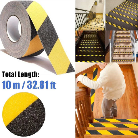 5cm x 10m Anti Slip Safety Grip Tape Yellow & Black Hazard Caution Warning Tape