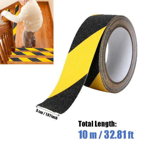 5cm x 10m Anti Slip Safety Grip Tape Yellow & Black Hazard Caution Warning Tape