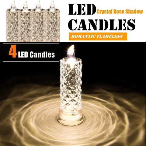 4PCS Crystal Rose Shadow LED Candles Crystal Lamp Table Lamp Night Lamp
