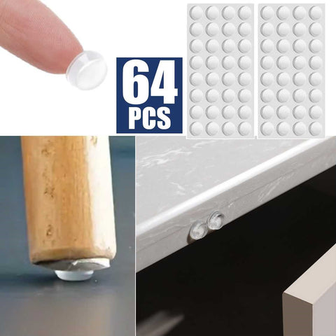 64Pcs Cabinet Door Bumpers Cupboard Drawers Table Soft Rubber Dots Bumpers