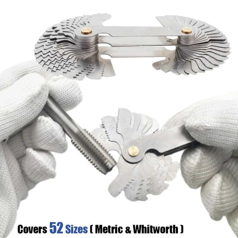 52pcs Screw Thread Pitch Cutting Gauge Tool Thread Measuring Gage