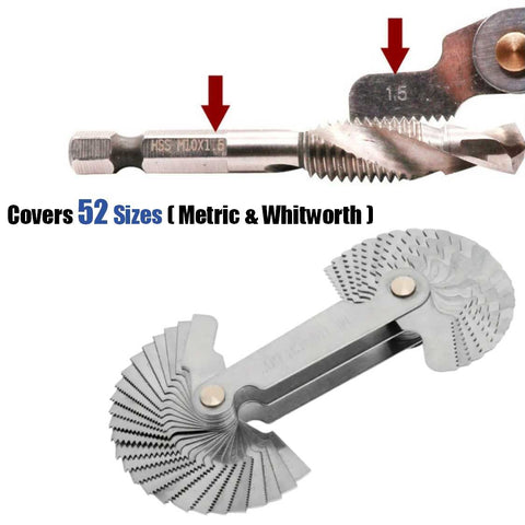 52pcs Screw Thread Pitch Cutting Gauge Tool Thread Measuring Gage