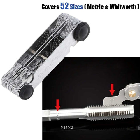 52pcs Screw Thread Pitch Cutting Gauge Tool Thread Measuring Gage