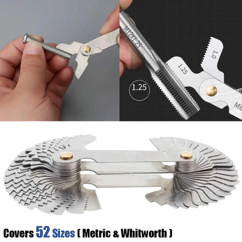 52pcs Screw Thread Pitch Cutting Gauge Tool Thread Measuring Gage