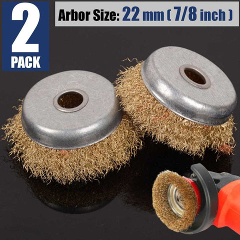 2Pcs 3Inch Steel Wire Brush Cup Disc Angle Grinder 7/8 inch Rust Stripping Tools