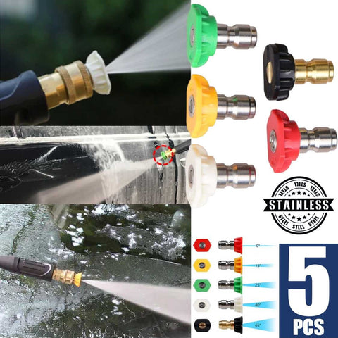 5Pcs Pressure Washer Spray Nozzle Tips Multiple Degrees 1/4 inch
