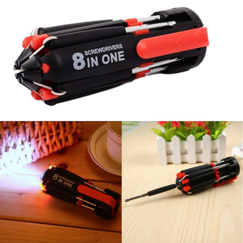 Universal Pocket Multifunction Folding Screwdriver Tools Set T4-15 LED torch