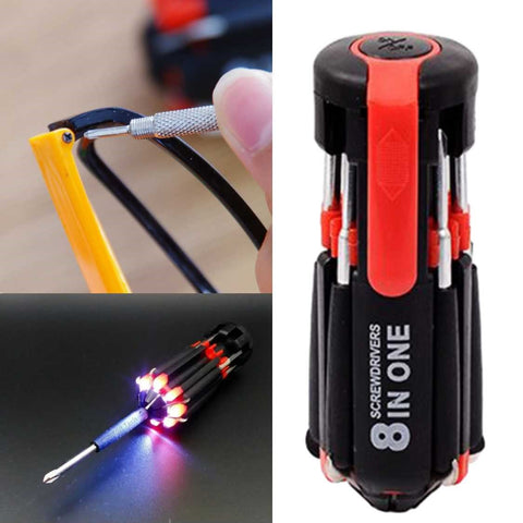 Universal Pocket Multifunction Folding Screwdriver Tools Set T4-15 LED torch