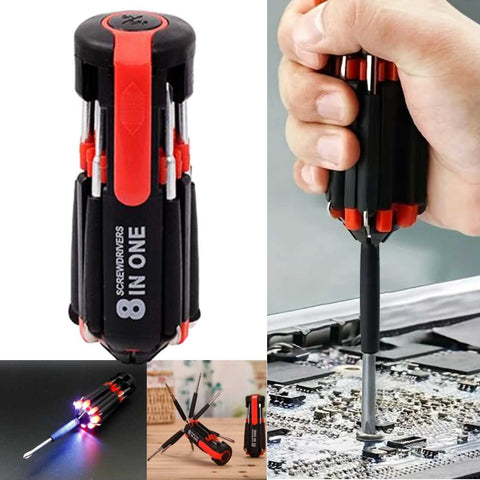 Universal Pocket Multifunction Folding Screwdriver Tools Set T4-15 LED torch