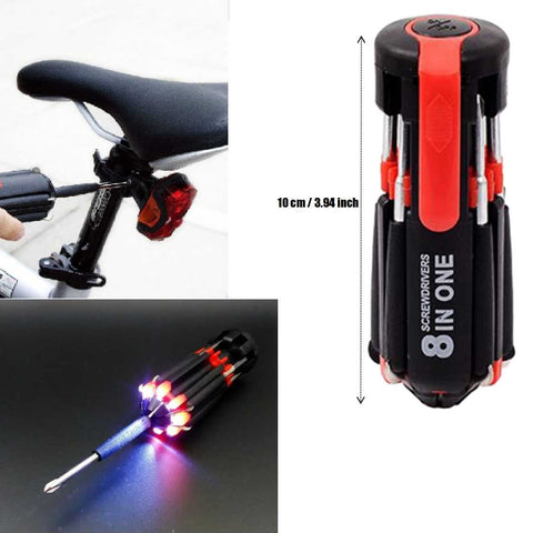 Universal Pocket Multifunction Folding Screwdriver Tools Set T4-15 LED torch
