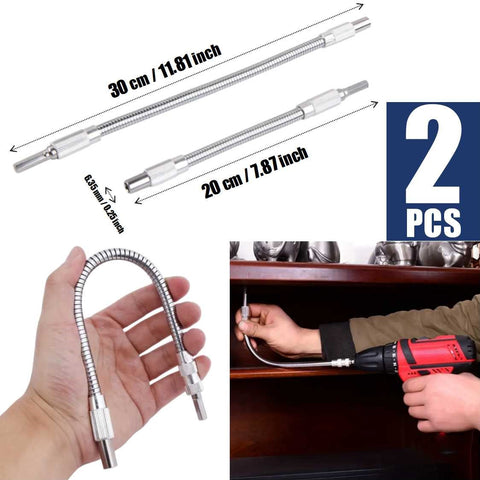 2Pcs Universal Flexible Drill Bit Extension Magnetic Hex 1/4 Screwdriver Adaptor