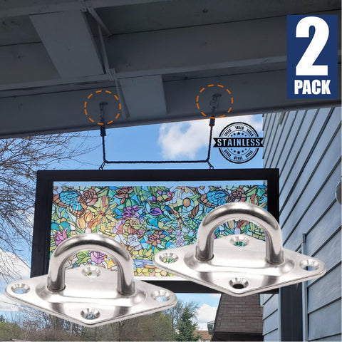 2Pcs Eye Plate Hooks Ceiling Hooks Marine Hardware Hooks Sun Shade Sail Fixing 2 Pcs Diamond