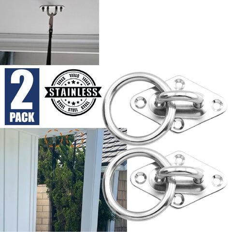 2Pcs Eye Plate Hooks Ring Ceiling Hooks Marine Hardware Hooks Sun Shade Sail Fixing 2 Pcs Diamond with Ring