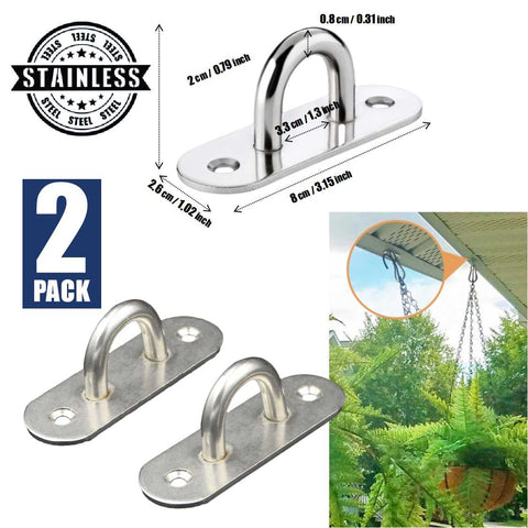 2Pcs Eye Plate Hooks Ring Ceiling Hooks Marine Hardware Hooks Sun Shade Sail Fixing 2 Pcs Diamond with Ring