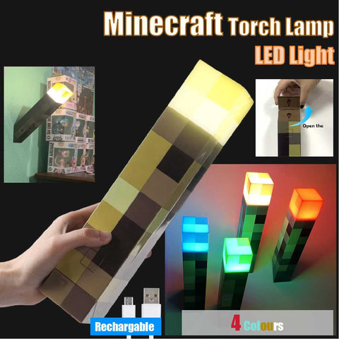 Gaming PC Chair Table Minecraft Torch Lamp LED Light Gaming Room