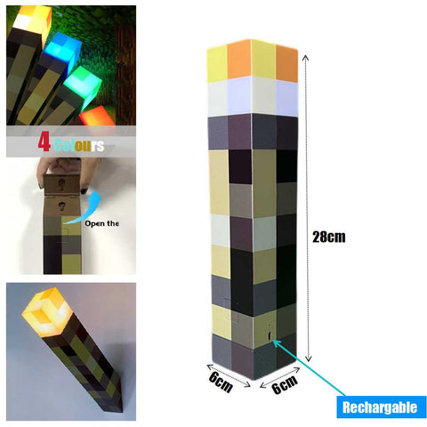 Gaming PC Chair Table Minecraft Torch Lamp LED Light Gaming Room