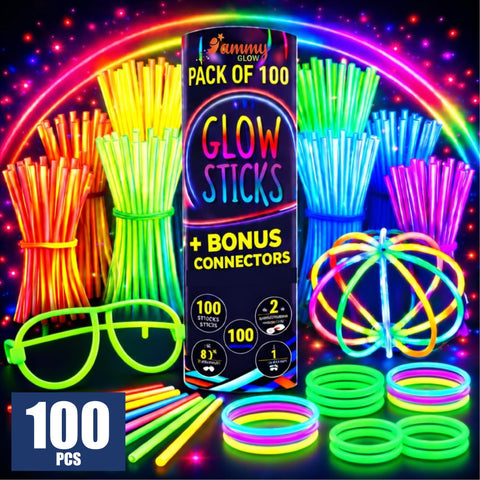 100Pcs Glow Sticks Bulk Party Pack- Ultra Bright Neon Party Supplies