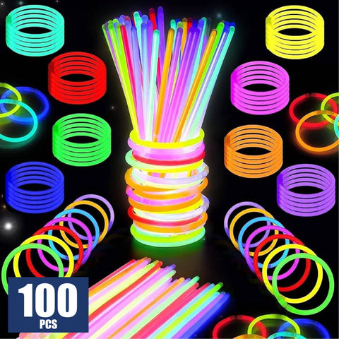 100Pcs Glow Sticks Bulk Party Pack- Ultra Bright Neon Party Supplies
