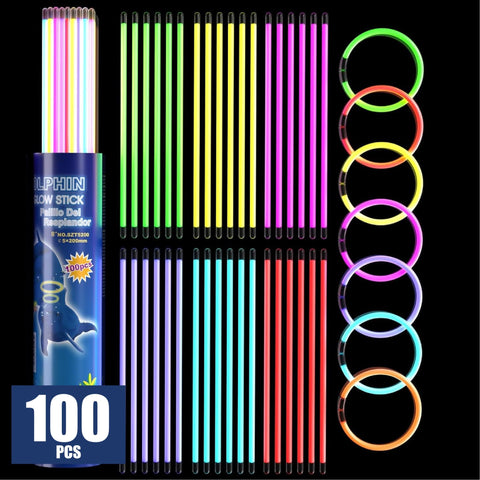 100Pcs Glow Sticks Bulk Party Pack- Ultra Bright Neon Party Supplies