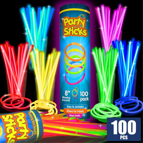 100Pcs Glow Sticks Bulk Party Pack- Ultra Bright Neon Party Supplies