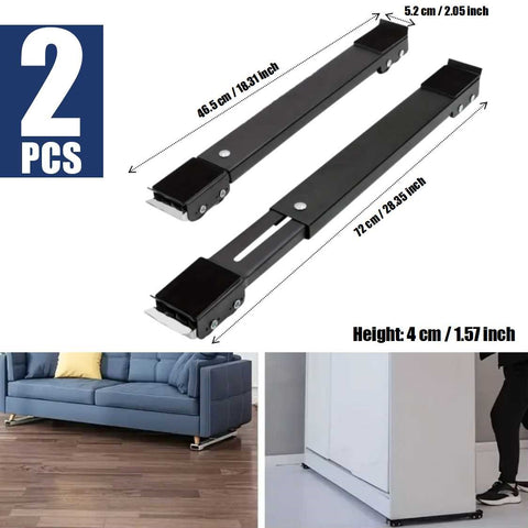 2PCS Heavy-Duty Extendable Stand with Wheels for Washing Machines Fridges Sofa
