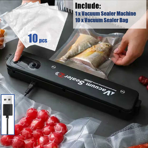 Food Vacuum Sealer Machine Automatic Air Sealing System with 10Pcs Seal Bags