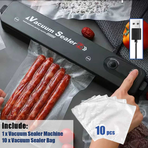 Food Vacuum Sealer Machine Automatic Air Sealing System with 10Pcs Seal Bags