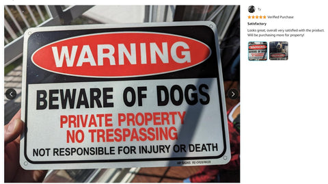 Beware of Dog Aluminum Sign Private Property No Trespassing 4084