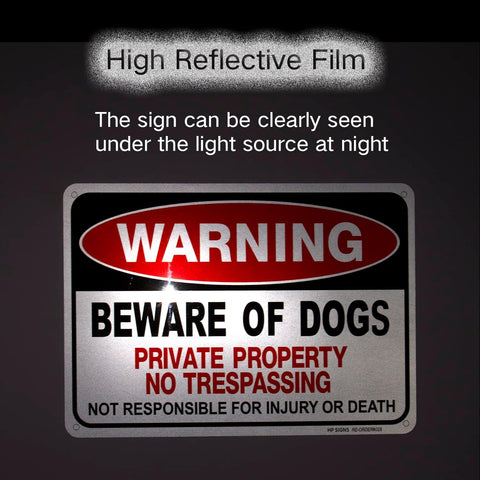 Beware of Dog Aluminum Sign Private Property No Trespassing 4084