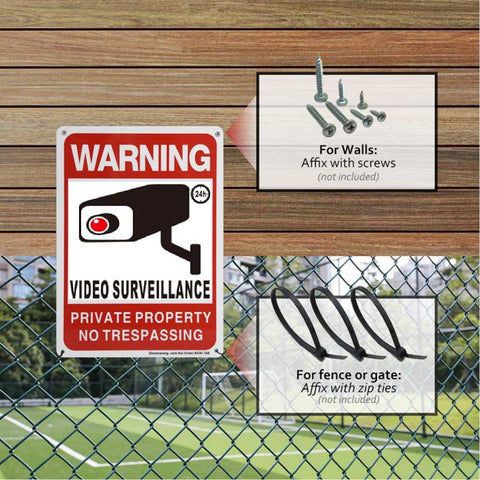 24 Hour Video Surveillance  No Trespassing Warning Sign Security Camera Sign 408