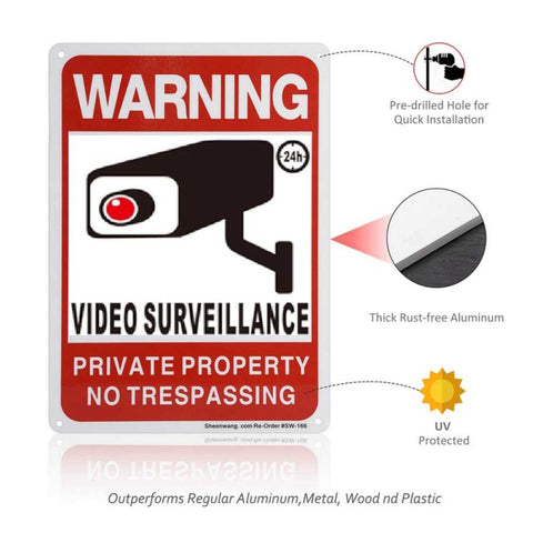 24 Hour Video Surveillance  No Trespassing Warning Sign Security Camera Sign 408