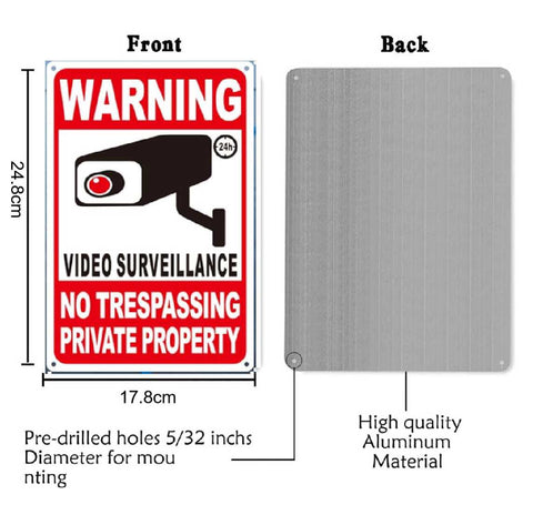 24 Hour Video Surveillance  No Trespassing Warning Sign Security Camera Sign 408