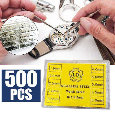 500Pcs Mini Screw kit Assorted 1.6-6mm Watch Eyeglasses Electronics Repair Tools