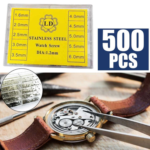 500Pcs Mini Screw kit Assorted 1.6-6mm Watch Eyeglasses Electronics Repair Tools