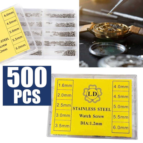 500Pcs Mini Screw kit Assorted 1.6-6mm Watch Eyeglasses Electronics Repair Tools