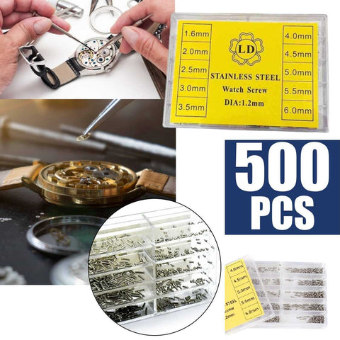 500Pcs Mini Screw kit Assorted 1.6-6mm Watch Eyeglasses Electronics Repair Tools