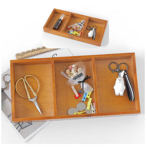 Vintage Wooden Storage Divider Box Drawer Desk Organizer Tray Crafts Jewellry