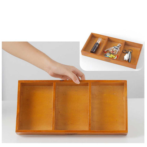 Vintage Wooden Storage Divider Box Drawer Desk Organizer Tray Crafts Jewellry