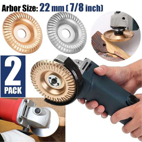 2Pcs Angle Grinder Tungsten Carbon Steel Wood Carving Disc Set with 7/8" Arbor Gold