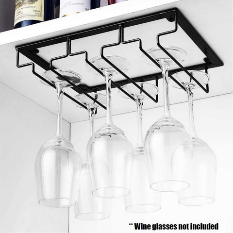 Metal Wine Glass Holder 3 Rows Under Shelf Kitchen Cabinet Stemware Rack
