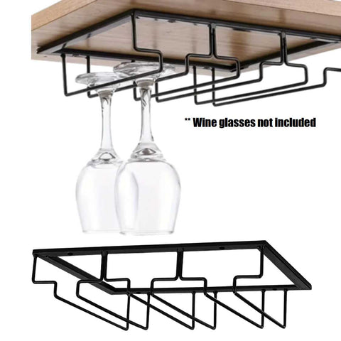 Metal Wine Glass Holder 3 Rows Under Shelf Kitchen Cabinet Stemware Rack