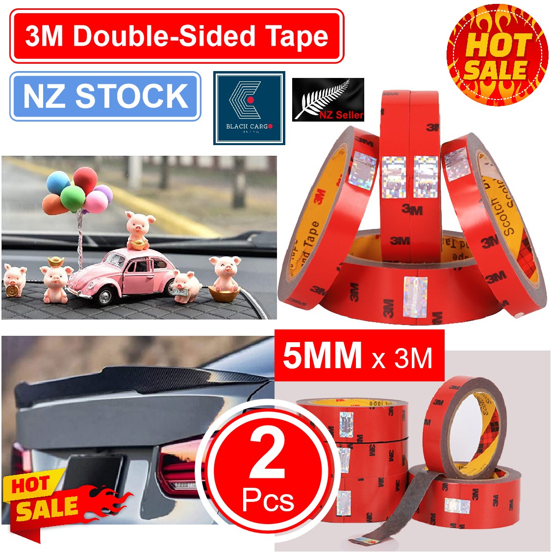 3M Double-Sided Tape 5mm x 3meter 2Pcs - Referdeal