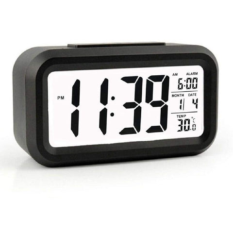 LED Auto Back Light Display Digital Alarm Clock Nightlight -Black