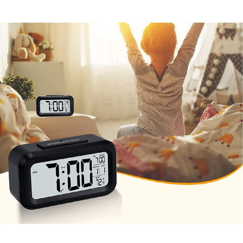 LED Auto Back Light Display Digital Alarm Clock Nightlight -Black