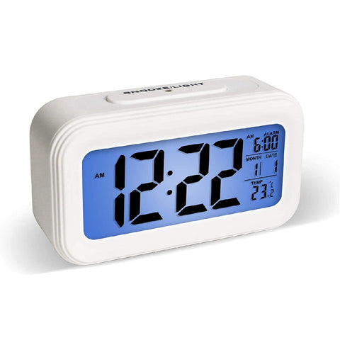 LED Auto Back Light Display Digital Alarm Clock Nightlight - White