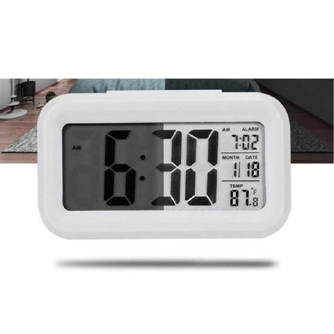 LED Auto Back Light Display Digital Alarm Clock Nightlight - White