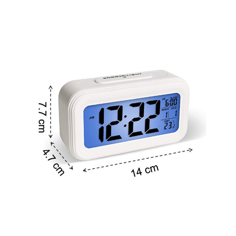 LED Auto Back Light Display Digital Alarm Clock Nightlight - White